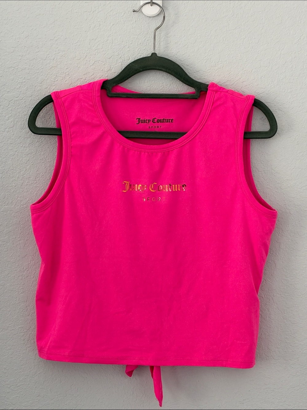 Juicy Couture Sport Pink Mesh Back Tie Athletic Tank Top Size M EUC